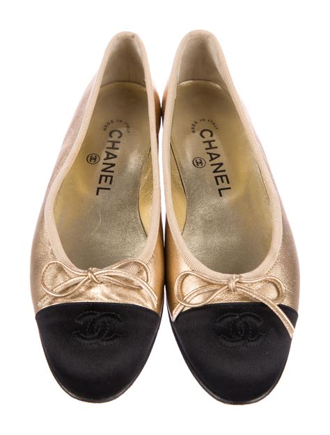 gold chanel balerinas|Chanel ballet flat shoes.